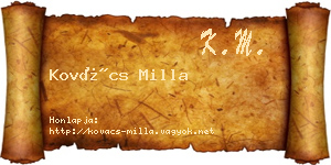 Kovács Milla névjegykártya