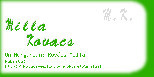 milla kovacs business card